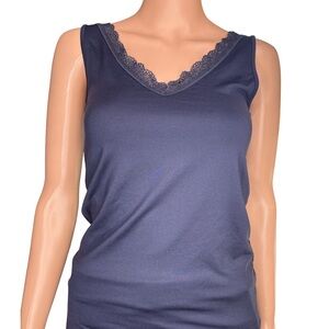 Banana Republic Navy Lace Trim V-Neck Tank Top Small